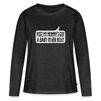 Pssst, my mommy's got a baby in her belly - T-shirt manches longues Premium bio Femme - anthracite chiné - Devant - Julia (174cm)