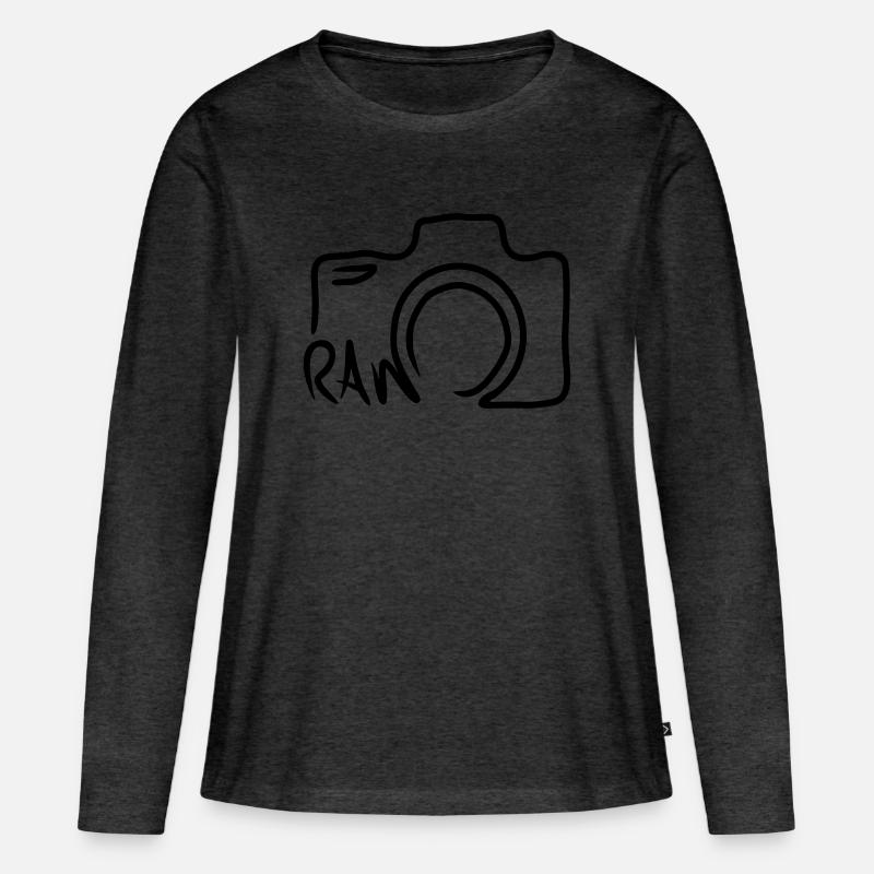 Camera Line Shape Line Drawing - Women's Premium Organic Long Sleeve Shirt - heather anthracite
