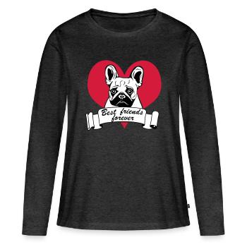 French Bulldog, French Bulldog ... / + - Women's Premium Organic Long Sleeve Shirt - heather anthracite - Front - Julia (174cm)