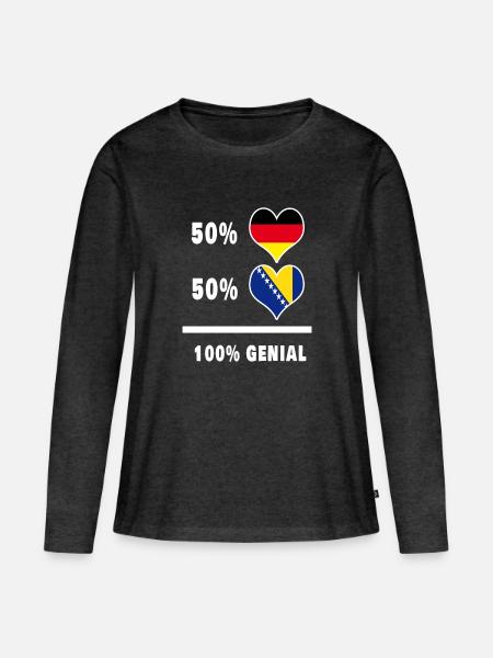 Deutschland und Bosnien Genial / Geschenk - Frauen Premium Bio Langarmshirt - Anthrazit meliert