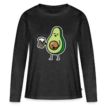 Drôle d'avocat bière bière ventre avocat fosse céto - T-shirt manches longues Premium bio Femme - anthracite chiné - Devant - Julia (174cm)