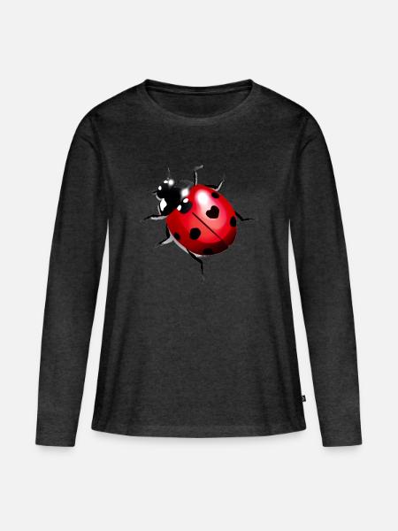 Marienkäfer - Frauen Premium Bio Langarmshirt - Anthrazit meliert