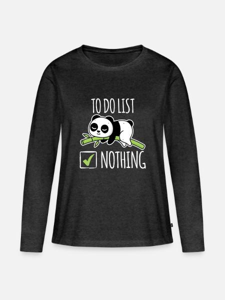 To Do List Nothing Panda Lustig Shirt - Frauen Premium Bio Langarmshirt - Anthrazit meliert