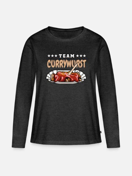 Team Currywurst - Fast Food Fan - Wurst Kult - Frauen Premium Bio Langarmshirt - Anthrazit meliert