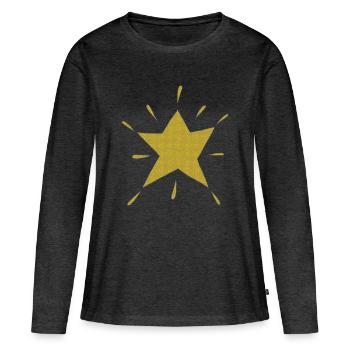 mosaïque d’étoiles - T-shirt manches longues Premium bio Femme - anthracite chiné - Devant - Julia (174cm)