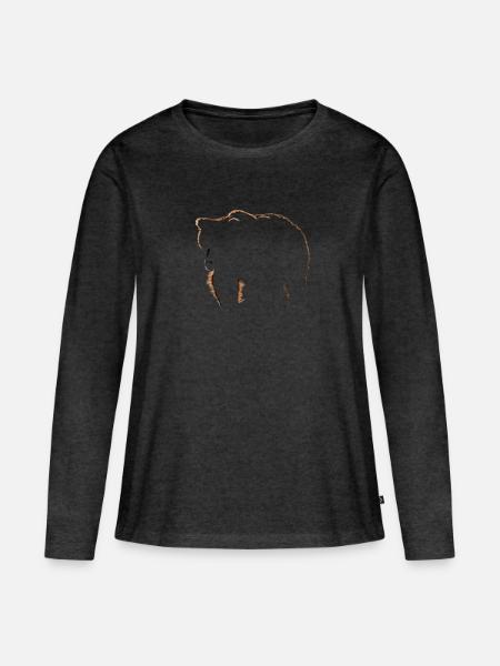Bär - Frauen Premium Bio Langarmshirt - Anthrazit meliert