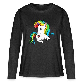 Licornes Licorne - T-shirt manches longues Premium bio Femme - anthracite chiné - Devant - Julia (174cm)
