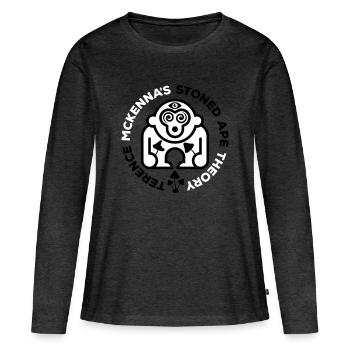 Terence McKennas Stoned Ape Theory. Psilocybin. - Frauen Premium Bio Langarmshirt - Anthrazit meliert - Vorne - Julia (174cm)