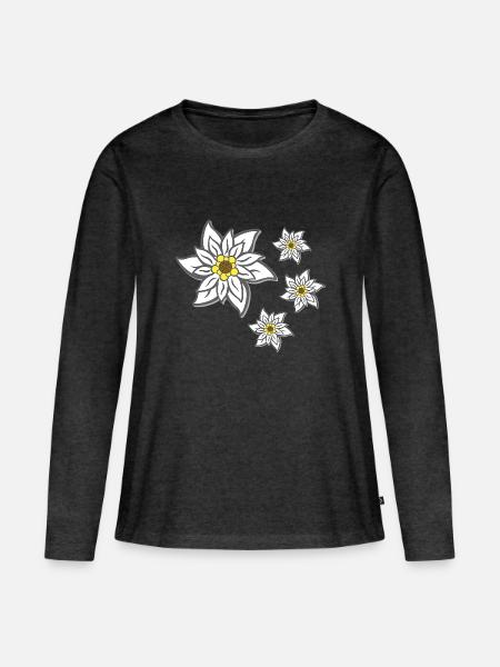 volksfeste frau, traditionelles blumenmuster - Frauen Premium Bio Langarmshirt - Anthrazit meliert