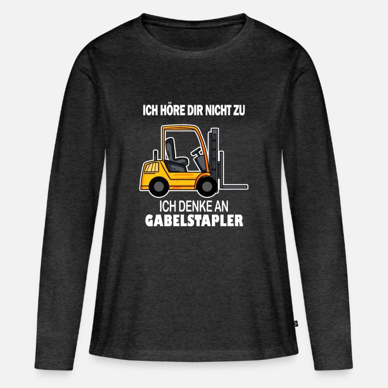 Staplerfahrer Gabelstapler Stapler - Frauen Premium Bio Langarmshirt - Anthrazit meliert