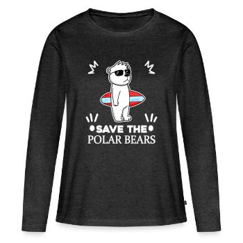 Ours polaire Ours polaire - T-shirt manches longues Premium bio Femme - anthracite chiné - Devant - Julia (174cm)