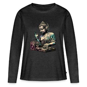 DJ Buddha - Frauen Premium Bio Langarmshirt - Anthrazit meliert - Vorne - Julia (174cm)