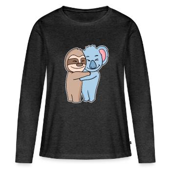 Sloth and koala hugging - hug - Women's Premium Organic Long Sleeve Shirt - heather anthracite - Front - Julia (174cm)