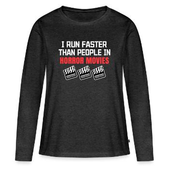 Films Streaming Déclaration Cinéma Cinéma - T-shirt manches longues Premium bio Femme - anthracite chiné - Devant - Julia (174cm)