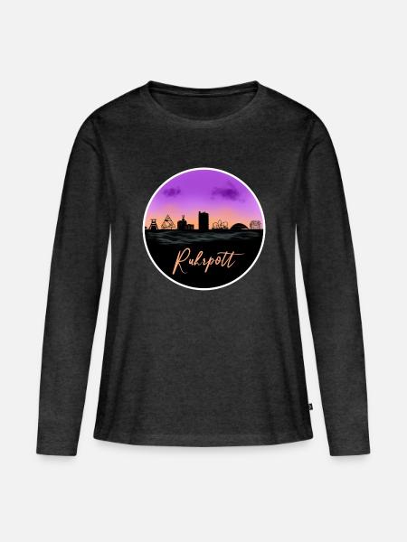 Ruhrpott Fineline Skyline - Frauen Premium Bio Langarmshirt - Anthrazit meliert