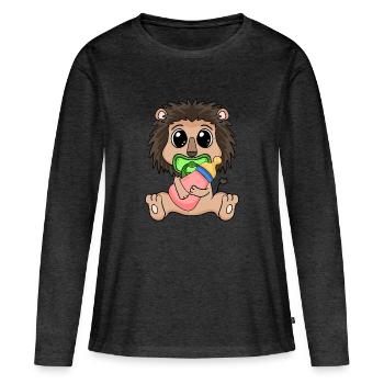 Bébé Lion Animal - T-shirt manches longues Premium bio Femme - anthracite chiné - Devant - Julia (174cm)