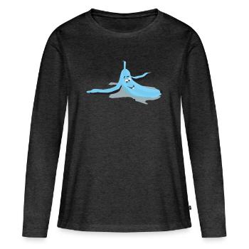 Oeil glissé banane - T-shirt manches longues Premium bio Femme - anthracite chiné - Devant - Julia (174cm)