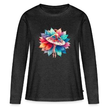 Danseuse de ballet avec tutu - T-shirt manches longues Premium bio Femme - anthracite chiné - Devant - Julia (174cm)