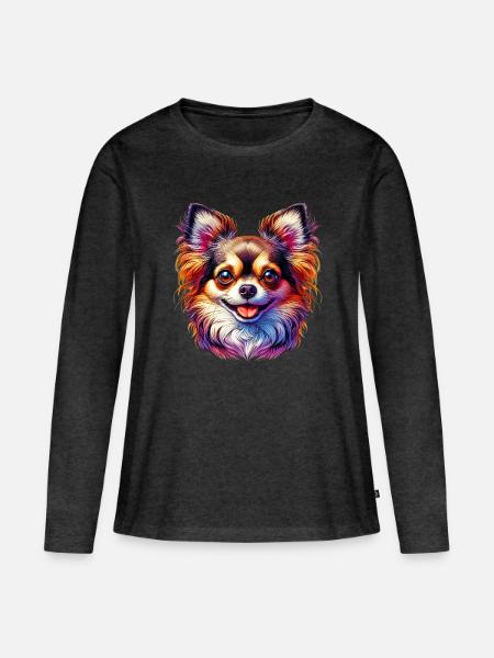 Chihuahua Hund - Frauen Premium Bio Langarmshirt - Anthrazit meliert