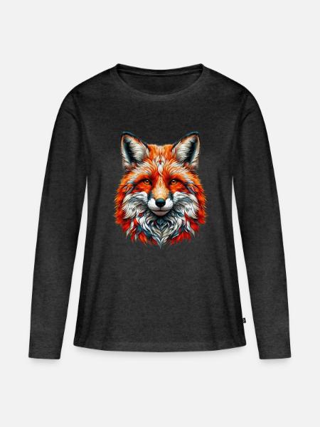 Fuchs - Frauen Premium Bio Langarmshirt - Anthrazit meliert