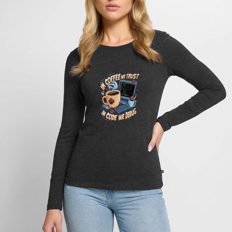 KaffeeCode Debug: In Code Wir Debuggen Frauen Premium Bio Langarmshirt