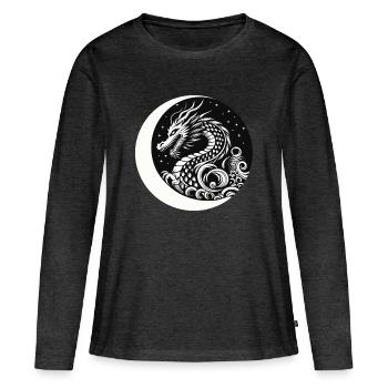 Dragon chinois - T-shirt manches longues Premium bio Femme - anthracite chiné - Devant - Julia (174cm)