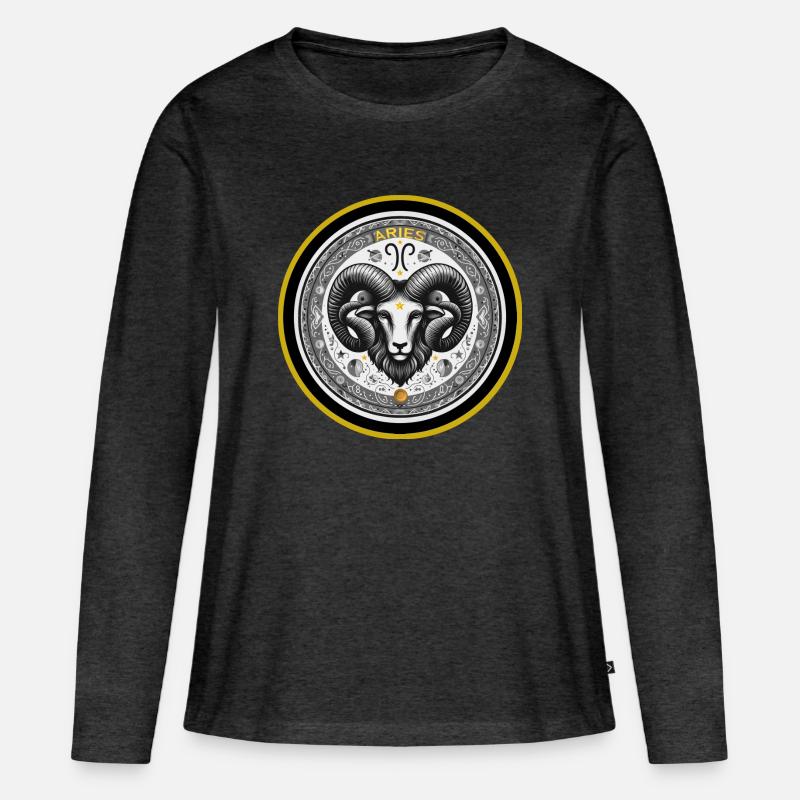 Widder Zodiac Sternzeichen Widder Ornament - Frauen Premium Bio Langarmshirt - Anthrazit meliert