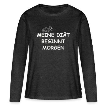 DIÄT - Frauen Premium Bio Langarmshirt - Anthrazit meliert - Vorne - Julia (174cm)
