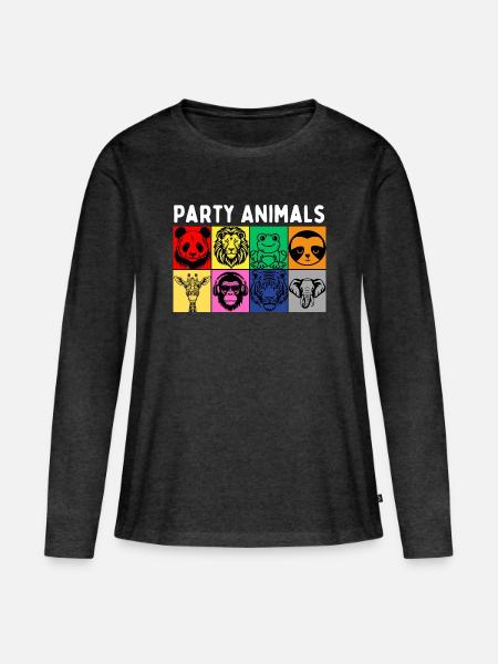 Partylöwen - Frauen Premium Bio Langarmshirt - Anthrazit meliert