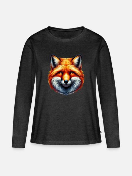 Fuchs - Frauen Premium Bio Langarmshirt - Anthrazit meliert
