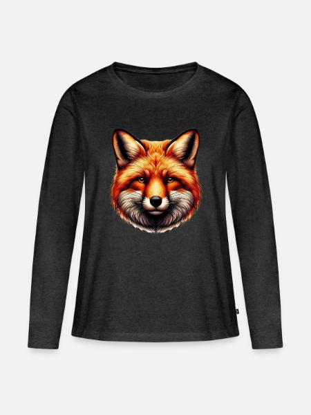 Fuchs - Frauen Premium Bio Langarmshirt - Anthrazit meliert