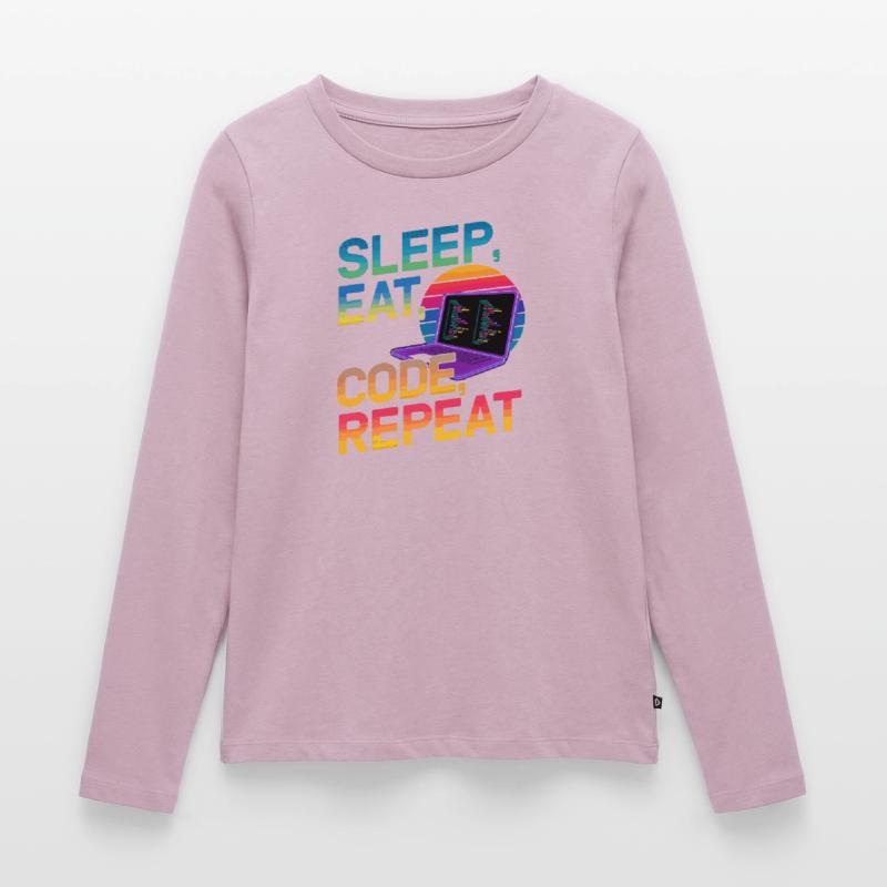 Sleep Eat Code Repeat Geschenk für Coder Frauen Premium Bio Langarmshirt