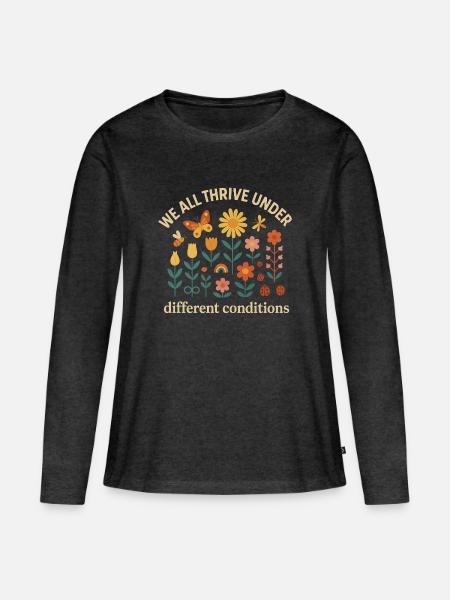 Wir gedeihen unter verschiedenen Bedingungen - Frauen Premium Bio Langarmshirt - Anthrazit meliert