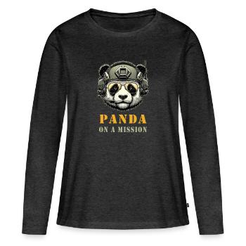 Panda en mission / Militaire - T-shirt manches longues Premium bio Femme - anthracite chiné - Devant - Julia (174cm)