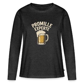 Promille Experte Bier Motiv - Frauen Premium Bio Langarmshirt - Anthrazit meliert - Vorne - Julia (174cm)