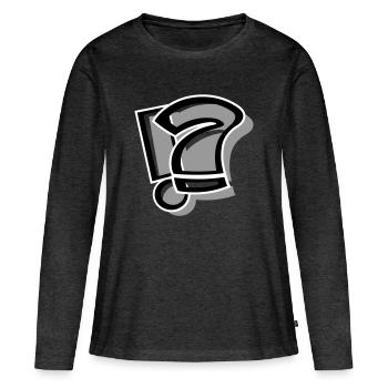 !? Point d’interrogation d’exclamation - T-shirt manches longues Premium bio Femme - anthracite chiné - Devant - Julia (174cm)