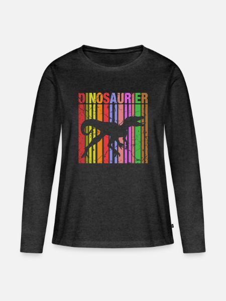 Dinosaurier Silhouette mit Farbdetails - Frauen Premium Bio Langarmshirt - Anthrazit meliert
