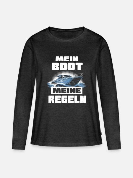 Mein Boot meine Regeln - Frauen Premium Bio Langarmshirt - Anthrazit meliert