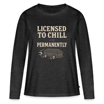 Cadavre Science Humour noir Mort Positif - T-shirt manches longues Premium bio Femme - anthracite chiné - Devant - Julia (174cm)