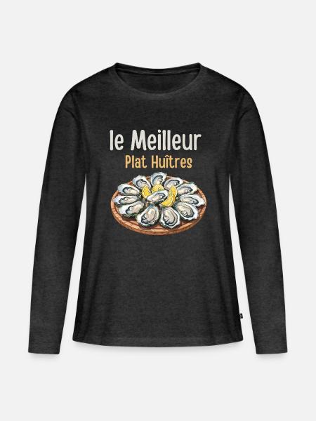Die beste Austernplatte - Frauen Premium Bio Langarmshirt - Anthrazit meliert