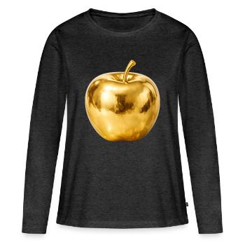 Pomme d’Or – Brillance Premium - T-shirt manches longues Premium bio Femme - anthracite chiné - Devant - Julia (174cm)