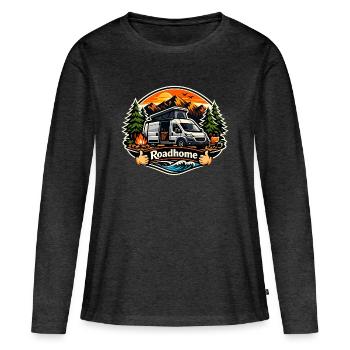 Roadhome: Vanlife at the mountain lake - Women's Premium Organic Long Sleeve Shirt - heather anthracite - Front - Julia (174cm)