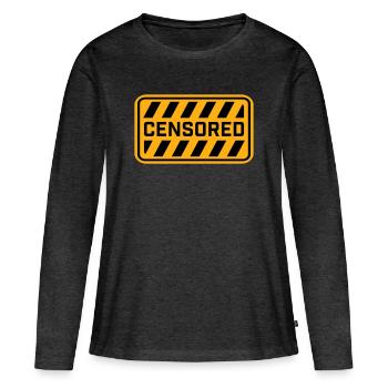 Déclaration drôle censurée Logo de la liberté - T-shirt manches longues Premium bio Femme - anthracite chiné - Devant - Julia (174cm)