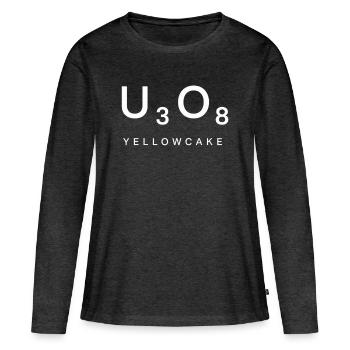 Chemise Yellowcake U3O8 Investor Uranium - T-shirt manches longues Premium bio Femme - anthracite chiné - Devant - Julia (174cm)