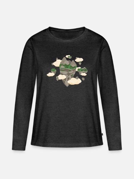 Schwimmende Inseln - Frauen Premium Bio Langarmshirt - Anthrazit meliert
