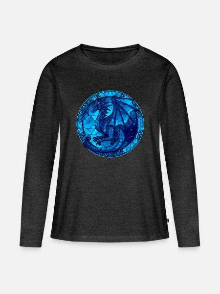 Blue Dragon - Frauen Premium Bio Langarmshirt - Anthrazit meliert