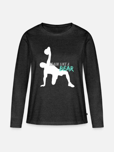 Trainiere wie ein Bär - Frauen Premium Bio Langarmshirt - Anthrazit meliert