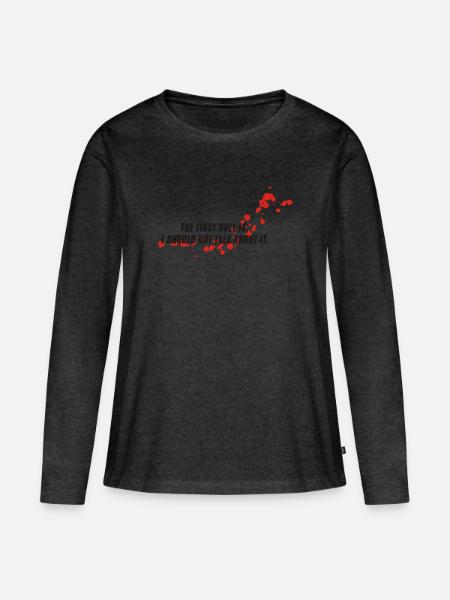 blutfleck - blood - blut - Frauen Premium Bio Langarmshirt - Anthrazit meliert