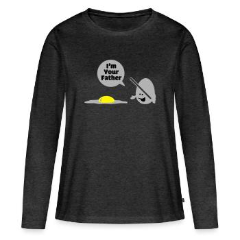 egg vader - T-shirt manches longues Premium bio Femme - anthracite chiné - Devant - Julia (174cm)