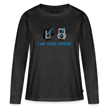 darth vader vs pod - T-shirt manches longues Premium bio Femme - anthracite chiné - Devant - Julia (174cm)